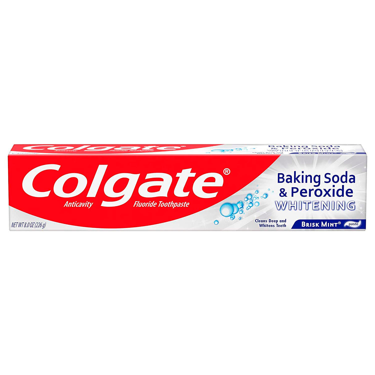 Colgate Baking Soda & Peroxide Whitening Toothpaste, Brisk Mint - 8 Oz (6100100972700)