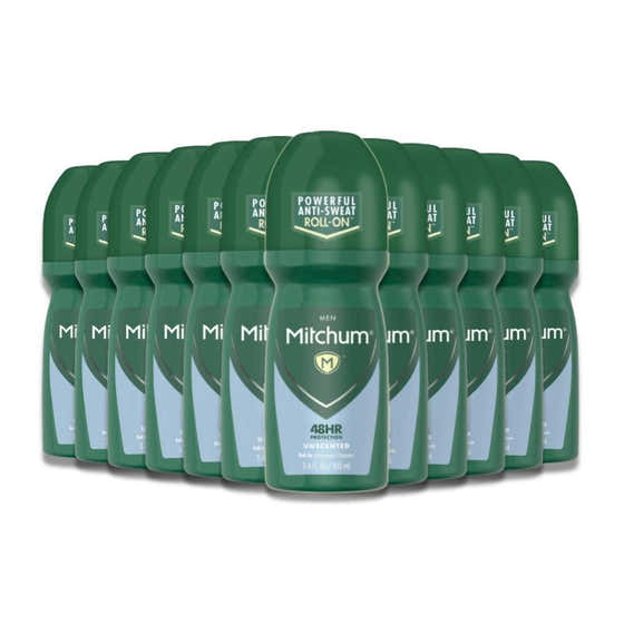 Mitchum Men Antiperspirant & Deodorant Roll-on, Unscented, 3.4oz.- 12 Pack | Mitchum - Mitchum