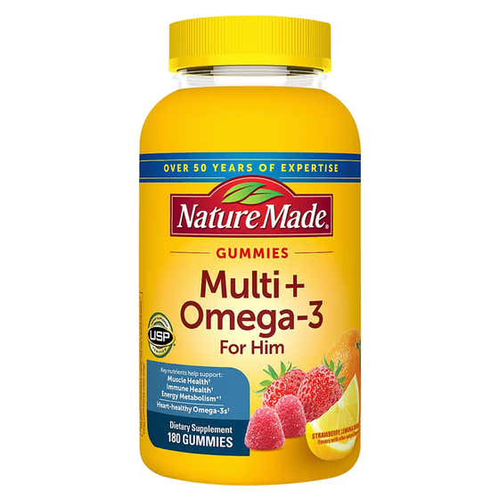 Nature Made Men's Multivitamin + Omega-3 Gummies, Strawberry, Lemon &amp; Orange, 180 Count | Nature Made - Nutrition ...
