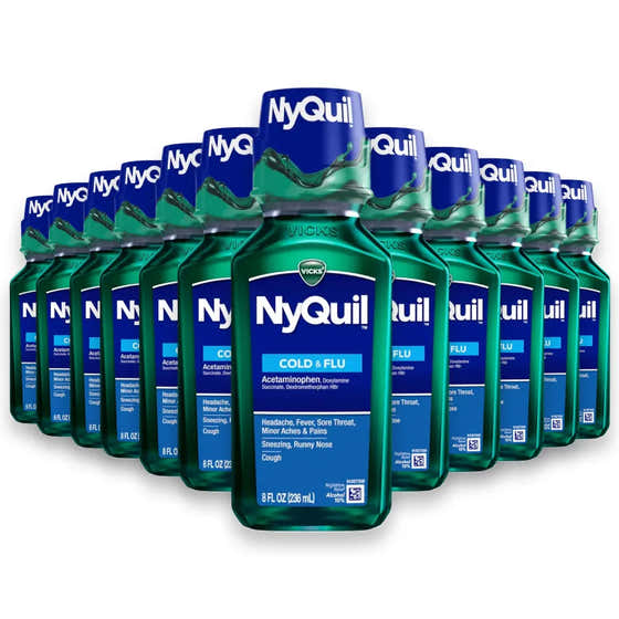 Vicks - NyQuil Cold and Flu Relief Liquid Medicine, Powerful Multi-Symptom Nighttime Relief - 8 Oz - 12 Pack | PROCTER GA ...