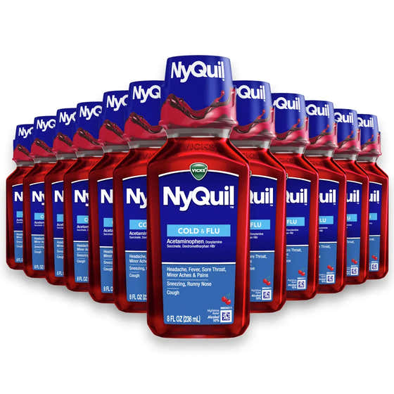 Vicks - NyQuil Cold and Flu Night Time Relief Liquid, Cherry - 8 Oz - 12 Pack | PROCTER GA - Wholesale