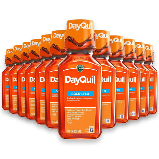 Vicks - DayQuil Cold and Flu Relief Liquid Medicine, Non-Drowsy Powerful Multi-Symptom Relief - 8 Oz - 12 Pack | PROCTER G...