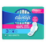 Always Ultra Thin Pads Size 3 Daytime Super, 17 Ct – 6 Pack