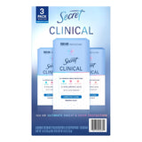 Secret Clinical Strength Invisible Solid Antiperspirant Deodorant, Completely Clean, 1.6 oz -3 Pack