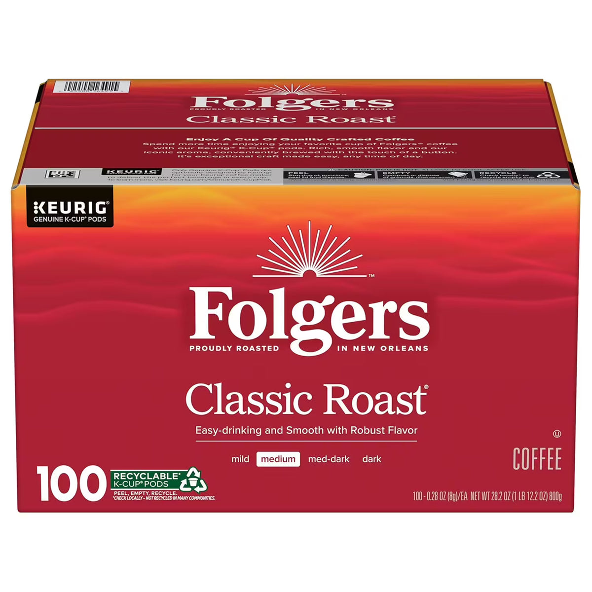 Folgers Classic Medium Roast K-Cup Coffee Pods, 100 ct. – Contarmarket