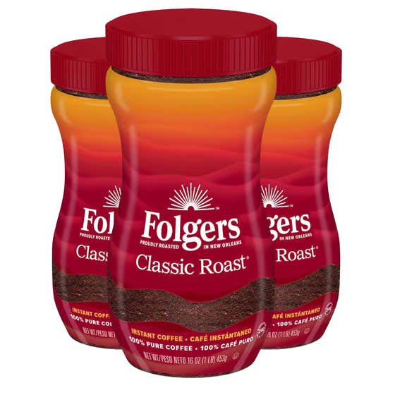 Folgers Classic Roast Instant Coffee Crystals, 16 oz - 3 Pack | Folgers - Grocery Pack