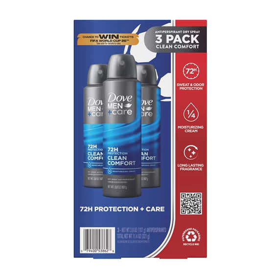 Dove Men+Care Clean Comfort Spray 3.8 oz - 3 Pack | Dove - Deodorant Value Pack