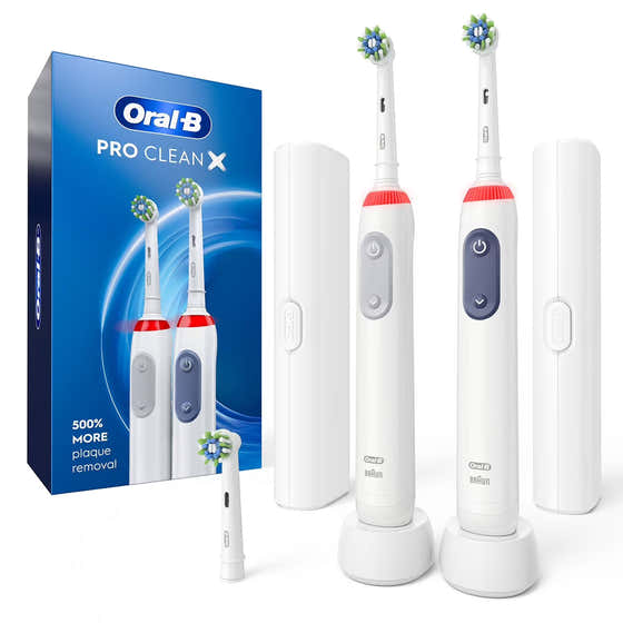 Oral-B Pro Clean X Rechargeable Toothbrush, 2 Pack + 3 Brush Heads | Oral-B - Value pack