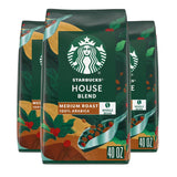 Starbucks House Blend Medium Roast Whole Bean Coffee, 40 oz - 3 Pack