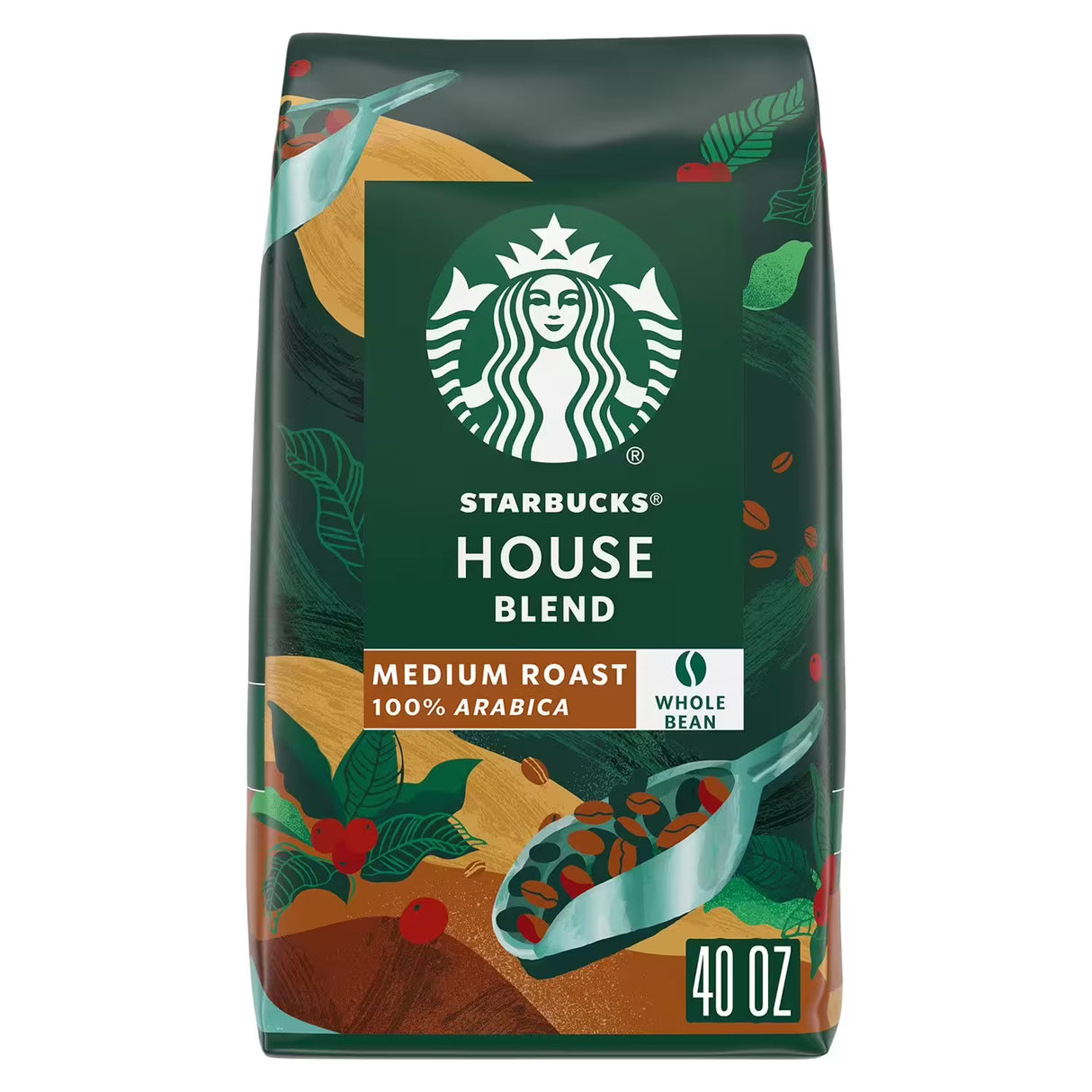 Starbucks House Blend Medium Roast Whole Bean Coffee, 40 oz - 3 Pack