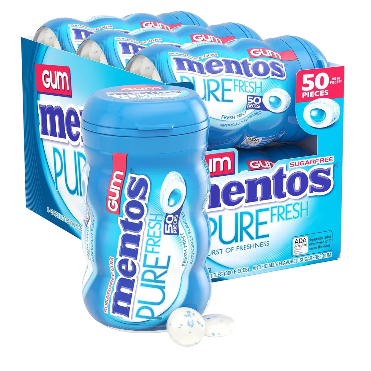 Pure Fresh Fresh Mint Sugar-Free Chewing Gum - 50 Ct- 6 Pack