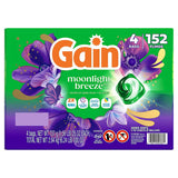 Gain Flings 4 in 1 Laundry Detergent Pacs, Moonlight Breeze - 152 Ct