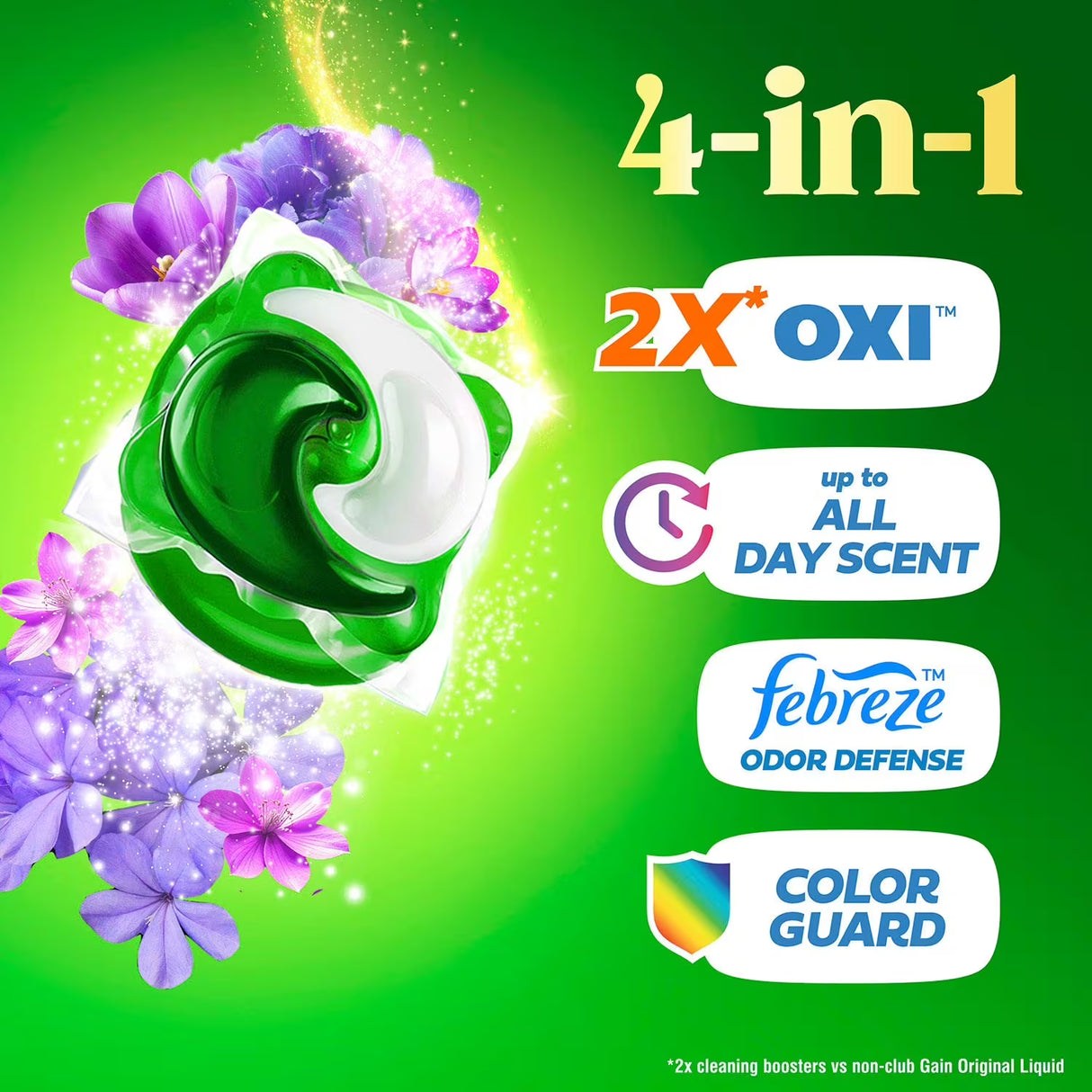 Gain Flings 4 in 1 Laundry Detergent Pacs, Moonlight Breeze - 152 Ct