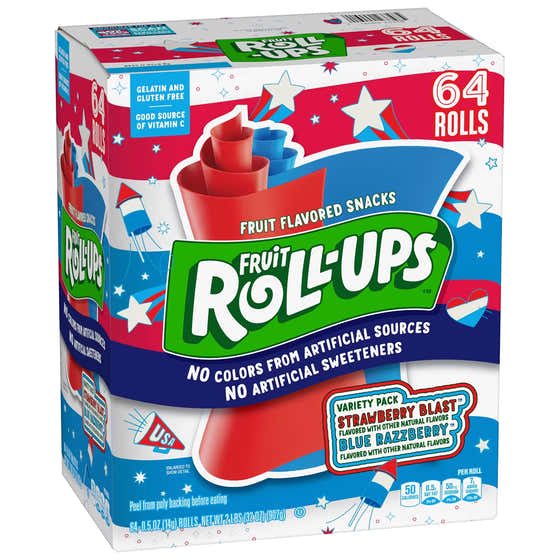 Fruit Roll-Ups Fruit Flavored Snacks Variety Pack Strawberry Blast Blue Razzberry 0.5 oz - 64 Pack | Fruit Roll-Ups - Cand...