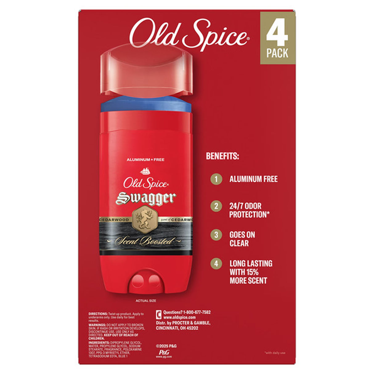 Old Spice - Swagger Aluminum-Free Deodorant for Men - 3 Oz - 4 Pack
