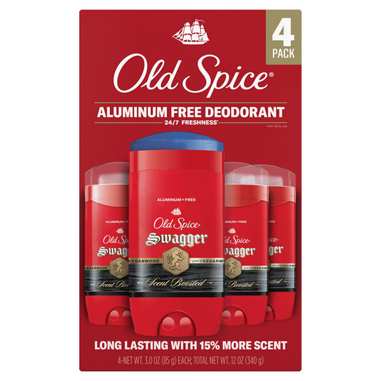 Old Spice - Swagger Aluminum-Free Deodorant for Men - 3 Oz - 4 Pack