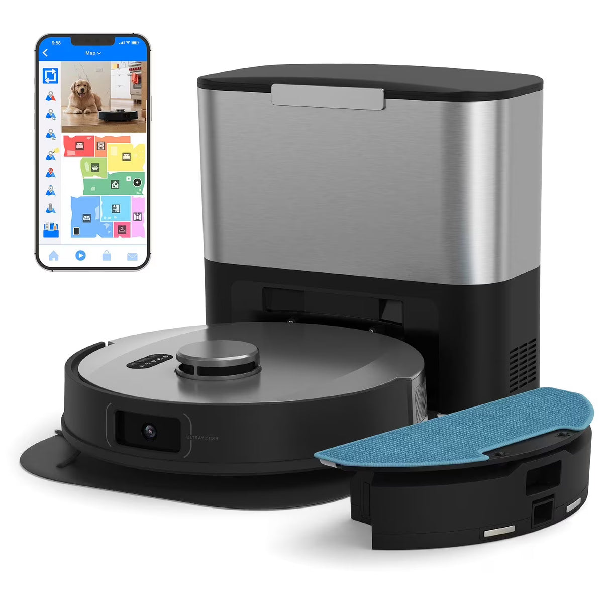 bObsweep UltraVision Self-Emptying Robot Vacuum and Mop with 180-Day Dock