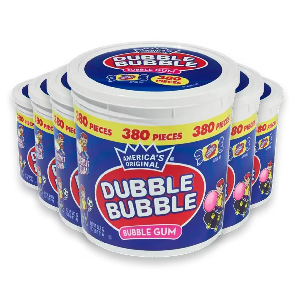 Dubble Bubble - Bubble Gum Tub, Original Flavor - 380 Pcs - 6 Pack