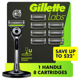 GilletteLabs Men's Exfoliating Razor, 5 Blade, Handle - 8 Cartridges