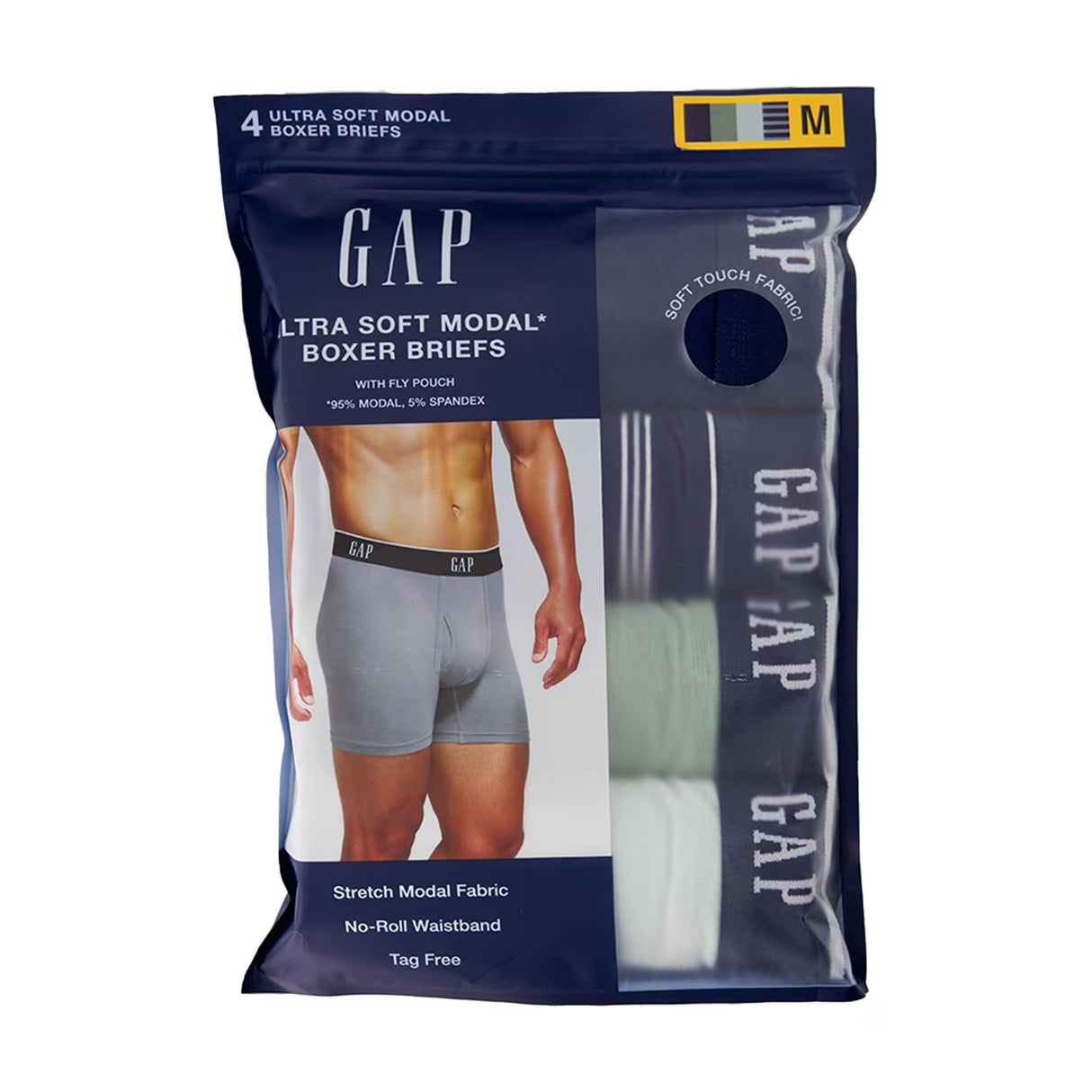 Gap Men's 4-Pack Ultra Soft Modal Boxer Brief, Size L - Navy Stripe Pack