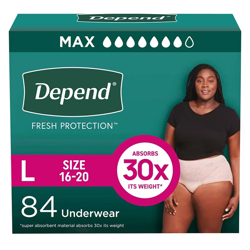 Depend Fresh Protection Adult Incontinence & Postpartum Bladder Leak Underwear for Women, Size L - 84 Ct
