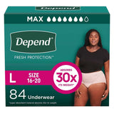 Depend Fresh Protection Adult Incontinence & Postpartum Bladder Leak Underwear for Women, Size L - 84 Ct