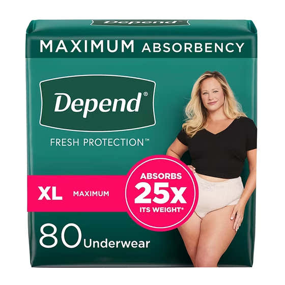 Depend Fresh Protection Adult Incontinence &amp; Postpartum Bladder Leak Underwear for Women, Size XL - 80 Ct - Depend max...