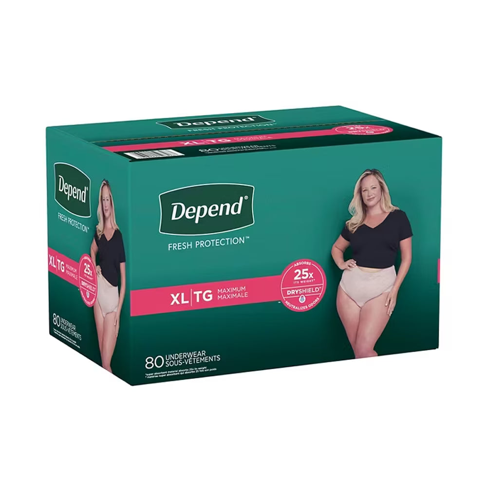 Depend Fresh Protection Adult Incontinence & Postpartum Bladder Leak Underwear for Women, Size XL - 80 Ct