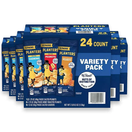 Planters Nuts - Cashews and Peanuts Variety - 40.5 Oz, 24 Ct - 6 Pack | Planters - Grocery Wholesale