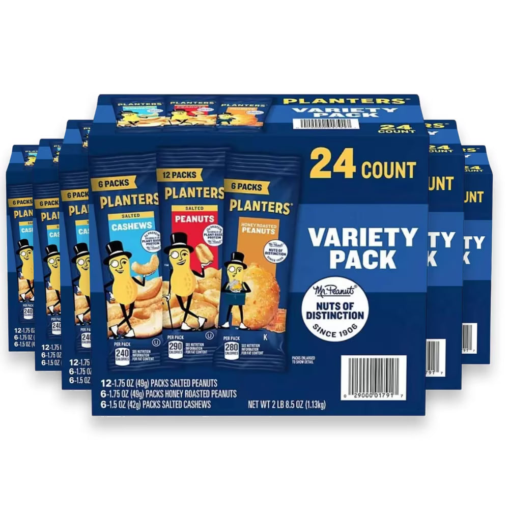 Planters Nuts - Cashews and Peanuts Variety - 40.5 Oz, 24 Ct - 6 Pack