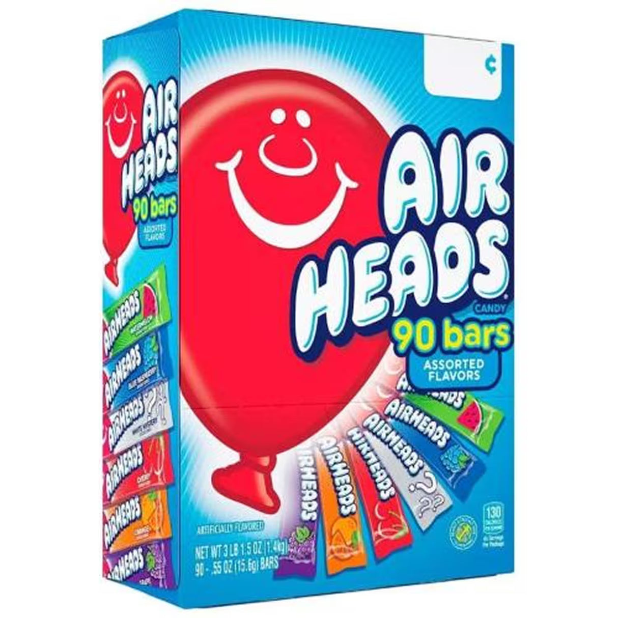 Airheads Variety Pack - Assorted Flavors, 0.55 oz Bars, 90 Count Bulk Candy - 12 Pack