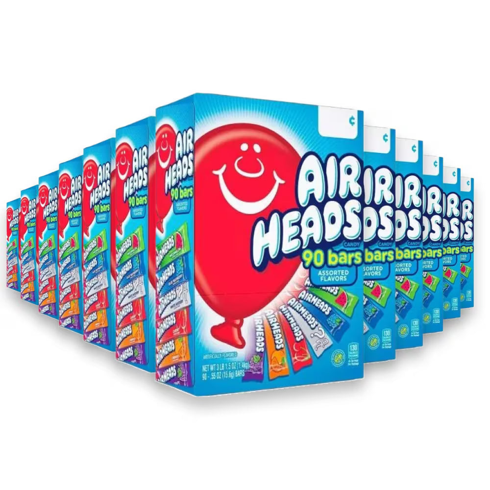 Airheads Variety Pack - Assorted Flavors, 0.55 oz Bars, 90 Count Bulk Candy - 12 Pack