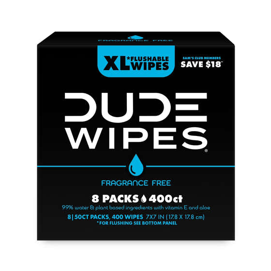 DUDE Wipes XL Flushable Wipes Fragrance Free, 8 ct - 400 Wipes | Dude - Health &amp; Beauty Pack