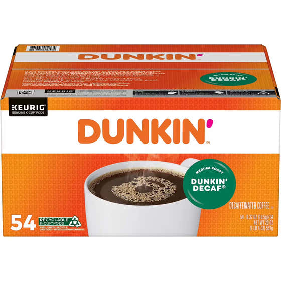 Dunkin' Donuts Decaf Coffee K-Cups, Medium Roast, 54 ct. | Keurig - Keurig