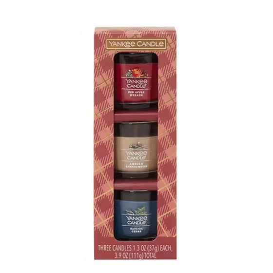 Yankee Candle Sweater Weather Minis Gift Set Red Apple Wreath Amber and Sandalwood Bayside Cedar 1.3 oz - 3 Ct | Yankee - ...