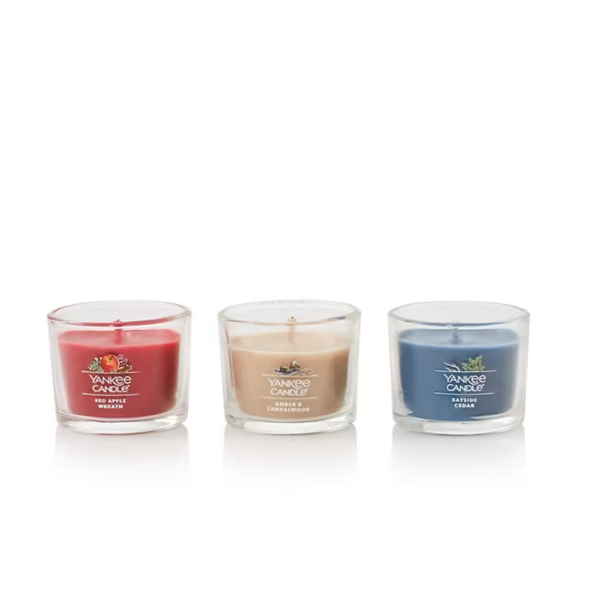 Yankee Candle Sweater Weather Minis Gift Set Red Apple Wreath Amber and Sandalwood Bayside Cedar 1.3 oz - 3 Ct