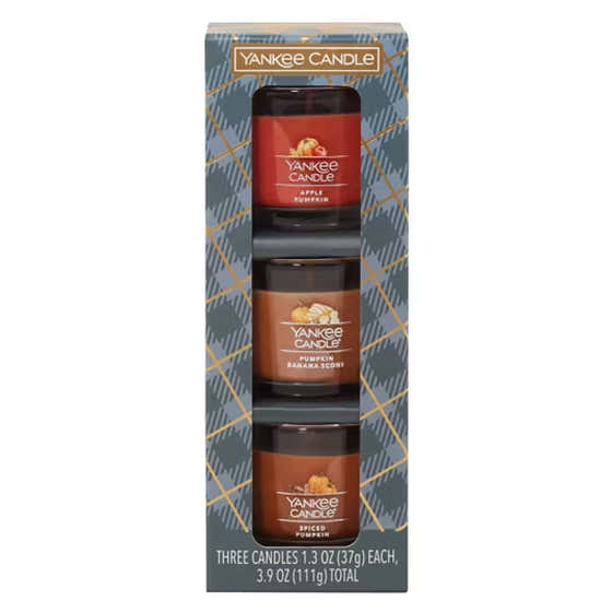 Candle Minis Gift Set Autumn Wreath Pumpkin Banana Scone Spiced Pumpkin 1.3 oz - 3 Ct | Yankee - Home, Kitchen &amp; Dine