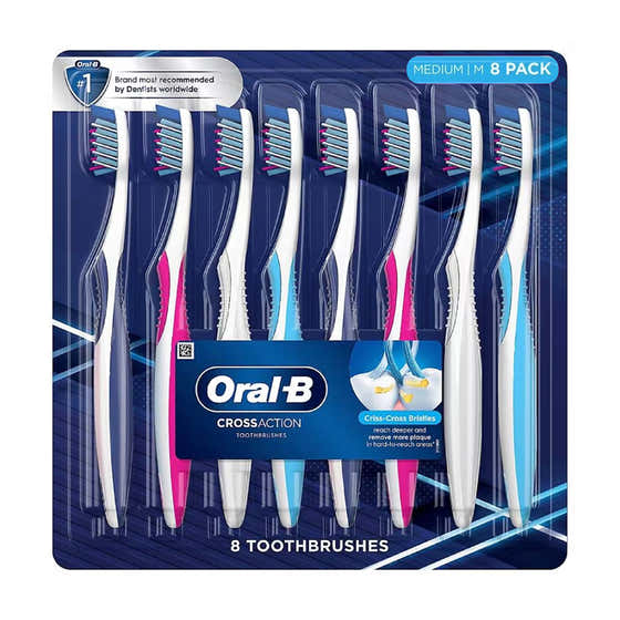 Oral-B - Cross Action Manual Toothbrushes, Medium - 8 Pack | Oral-B - Oral Care Value Pack