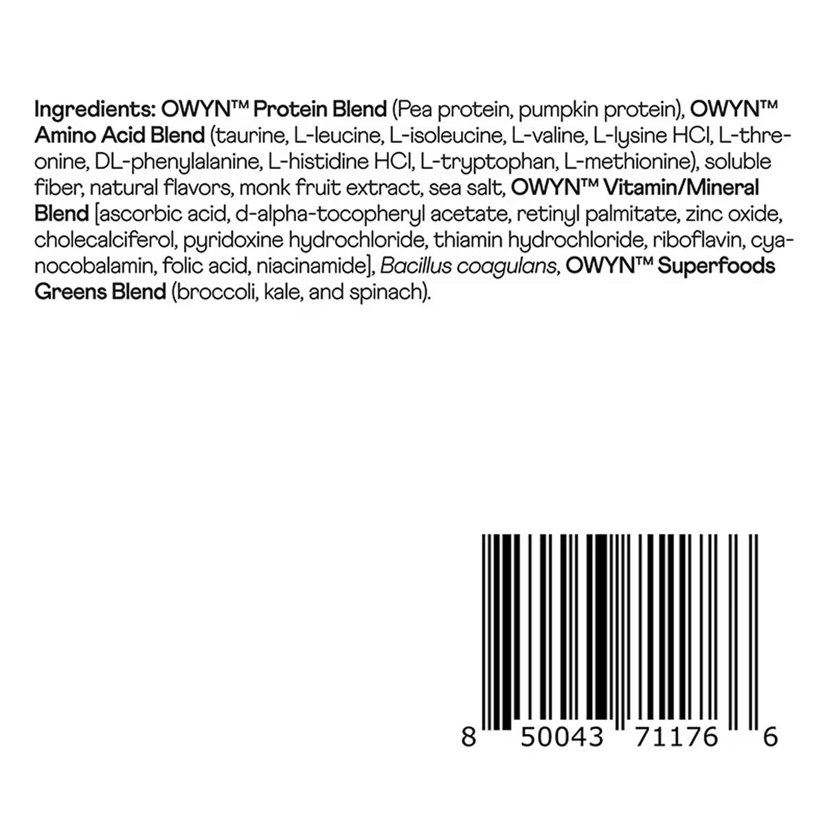 OWYN Pro Elite Protein Powder Vanilla - 2.96lb