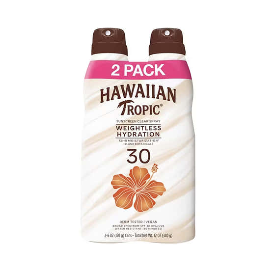 Hawaiian Tropic Weightless Hydration Clear Spray Sunscreen SPF 30, 6 oz - 2 Pack | Banana Boat - Sunscreen Wholesale