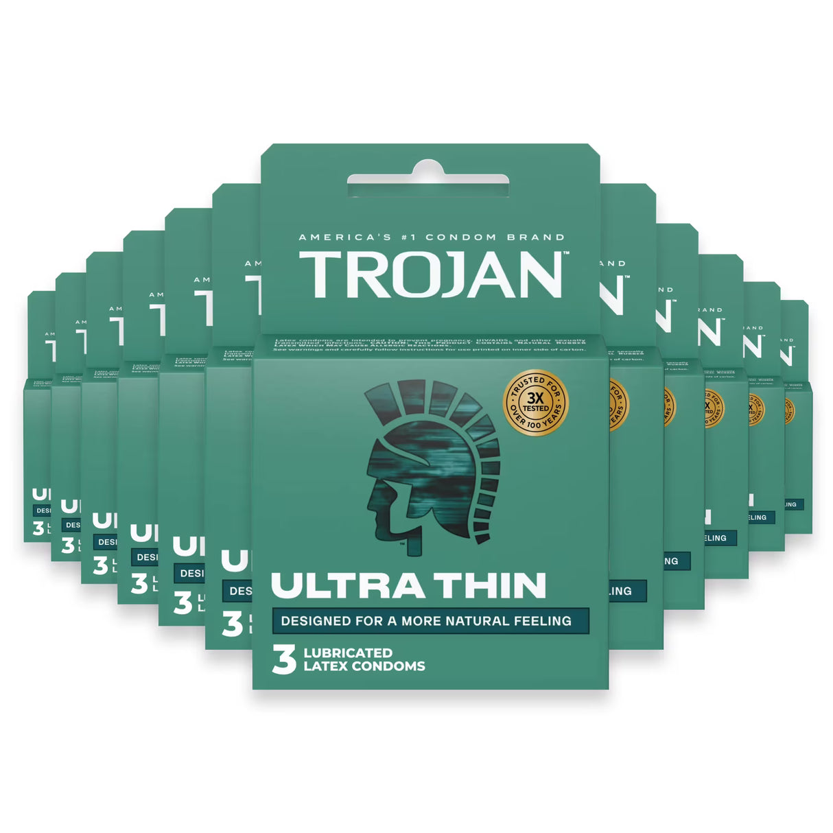 Trojan Lubricated Condoms, Ultra Thin, 3 Ct - 48 Pack