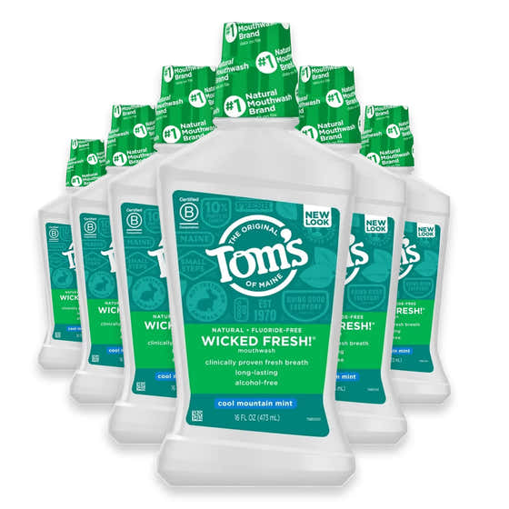 Tom’s of Maine Wicked Fresh Mouthwash, Cool Mint, Alcohol-Free, Fluoride-Free, 16 fl oz - 6 Pack | Tom's - Tom&amp;#39;s