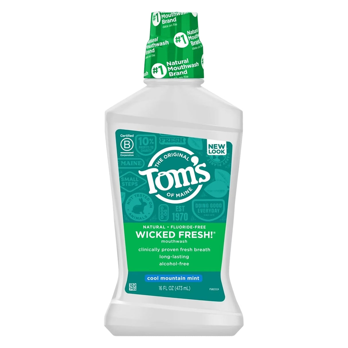 Tom’s of Maine Wicked Fresh Mouthwash, Cool Mint, Alcohol-Free, Fluoride-Free, 16 fl oz - 6 Pack