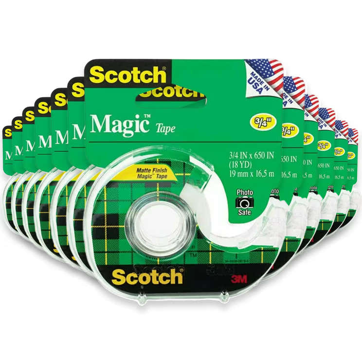 Scotch Magic Tape With Dispenser – 3/4 in x 650 in – 144 Pack | Scotch - Pre Order