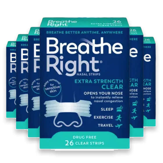 Breathe Right - Extra Strength Drug-Free Clear Nasal Strips - 26 Ct Each - 24 Pack | Breathe Right - Wholesale