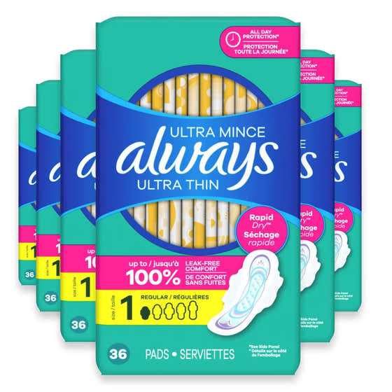 Always Ultra Thin Regular Pads with Wings - 36 Ct - 6 Pack | Always - Always