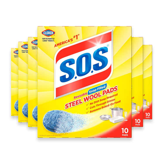S.O.S Regular Steel Wool Soap Pads, 10 Count - 6 Pack | Clorox - member5%