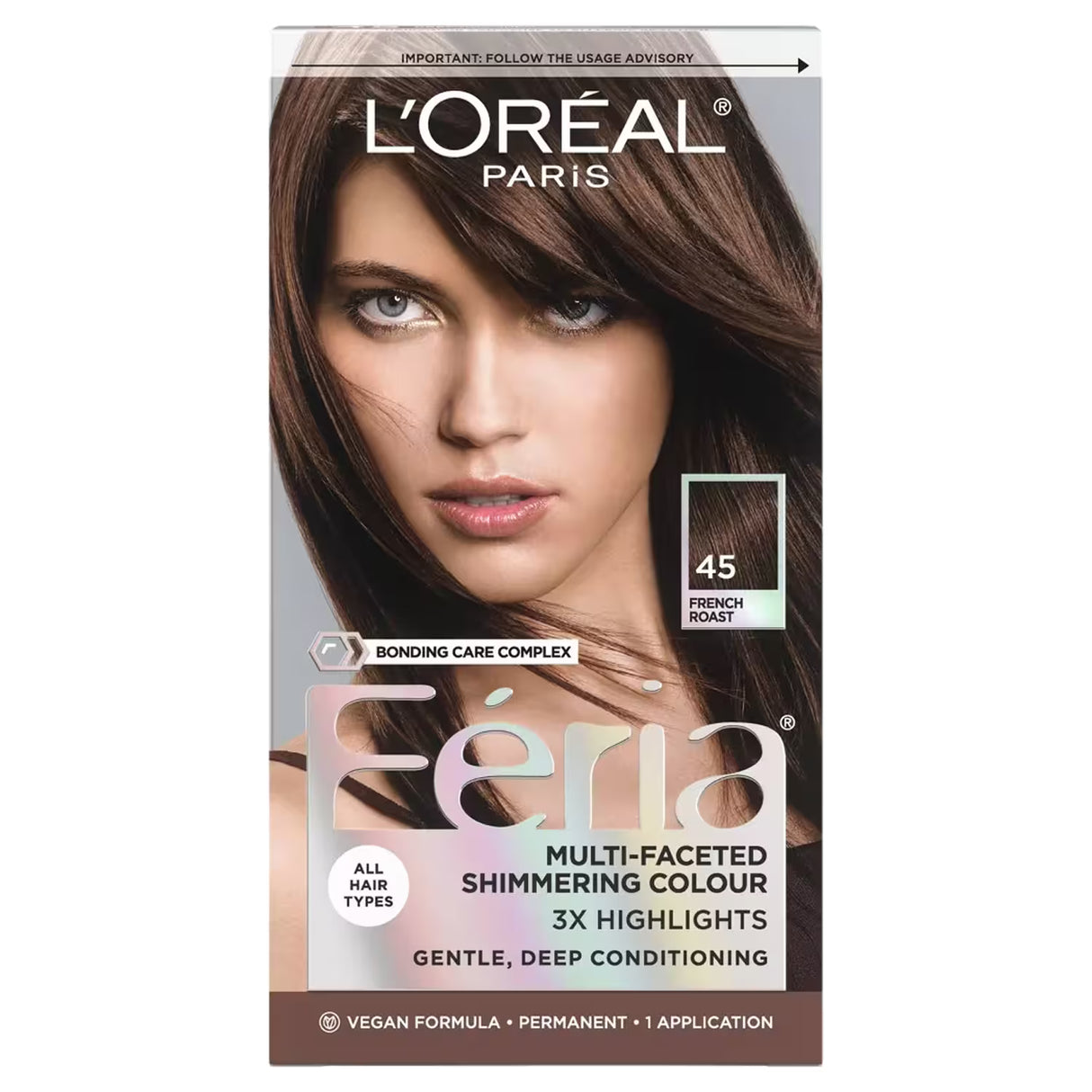 L’Oréal Paris Feria Permanent Hair Color – #45 Deep Bronzed Brown – 12 Pack