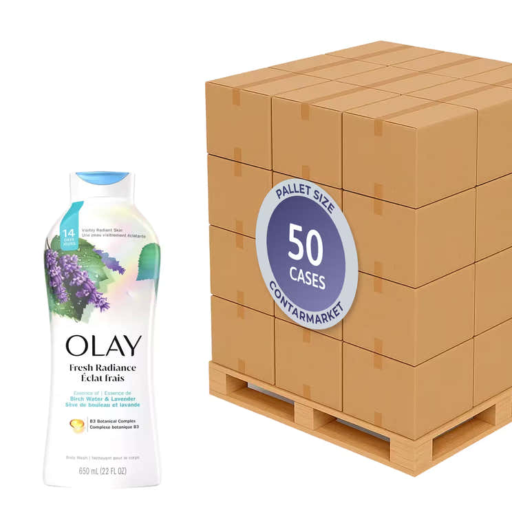 Olay Body Wash Birch Water &amp; Lavender – 22.0 Oz – 4 Pack - 50 cases pallet | Olay - Pallets