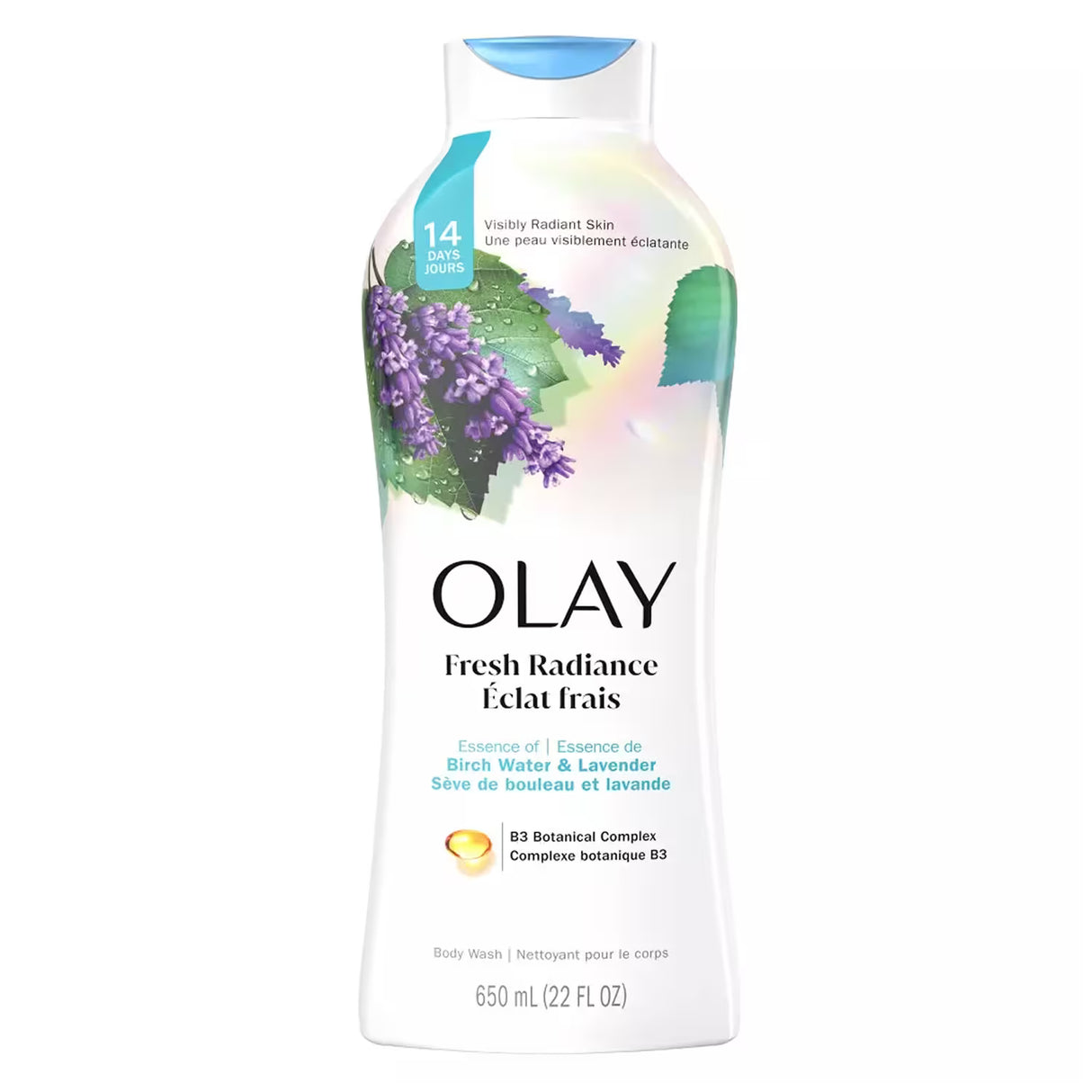 Olay Body Wash Birch Water & Lavender – 22.0 Oz – 4 Pack - 50 cases pallet